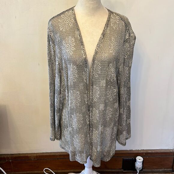 Onyx Nite gold floral shimmer open jacket Size 22 EUC - Picture 1 of 8